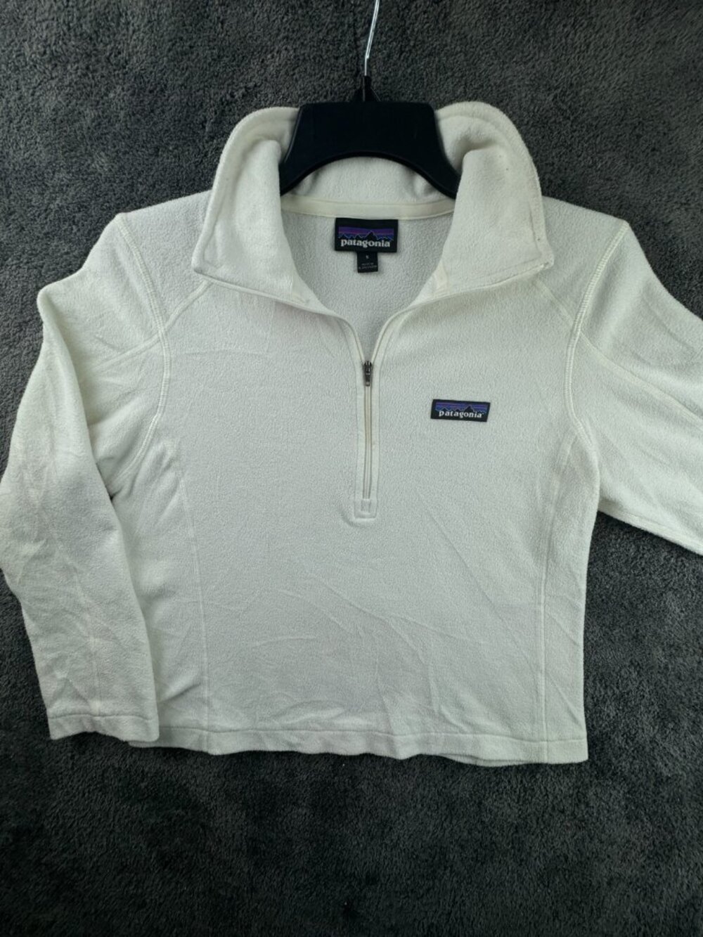 Patagonia Women Jacket White Fleece Pullover Small Adult Lightweight 1/2 Zip